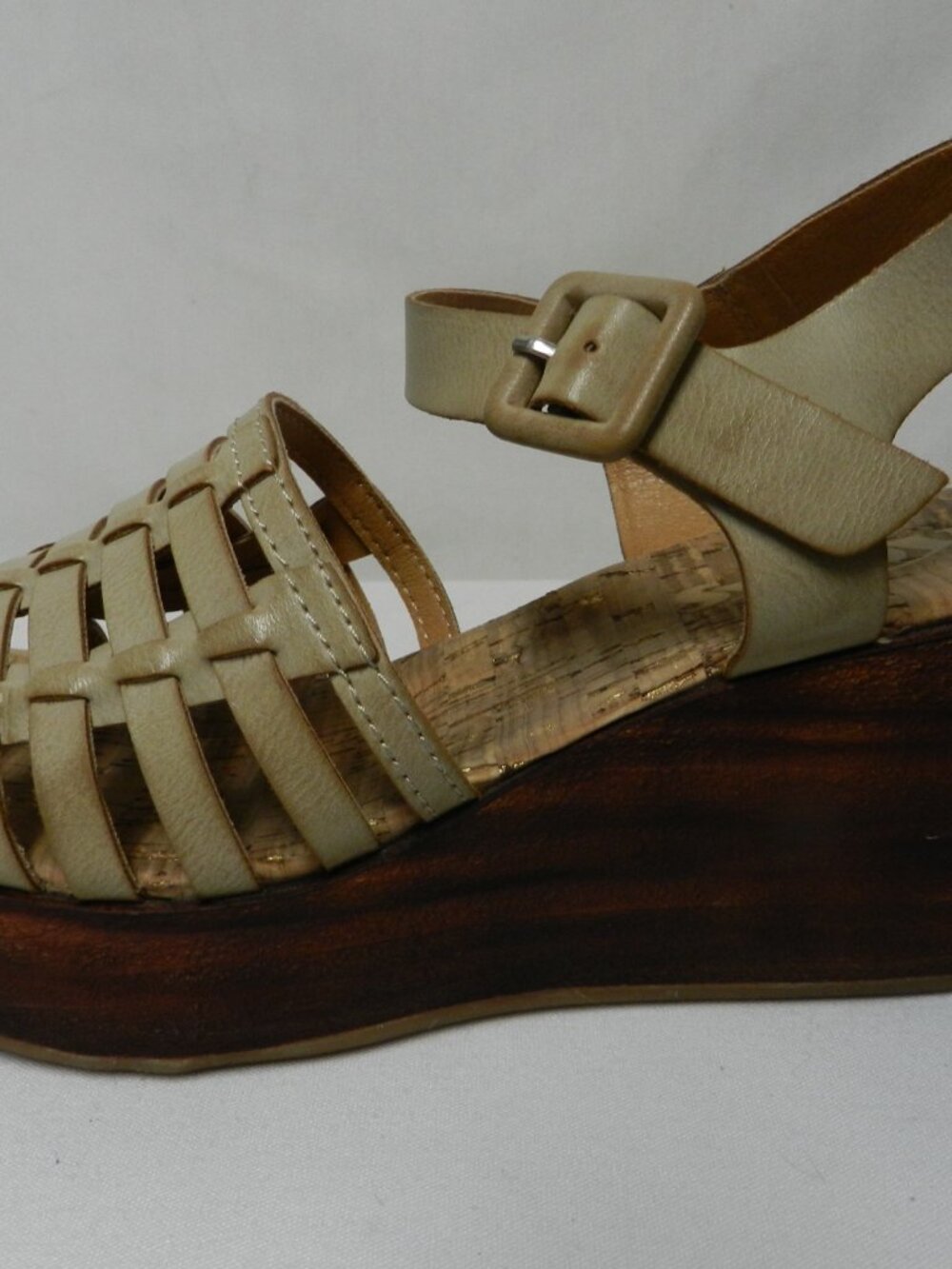 Korks Kork Ease Marley Leather Wedge slingback taupe sandals comfort Size Sz 6 - Picture 6 of 13